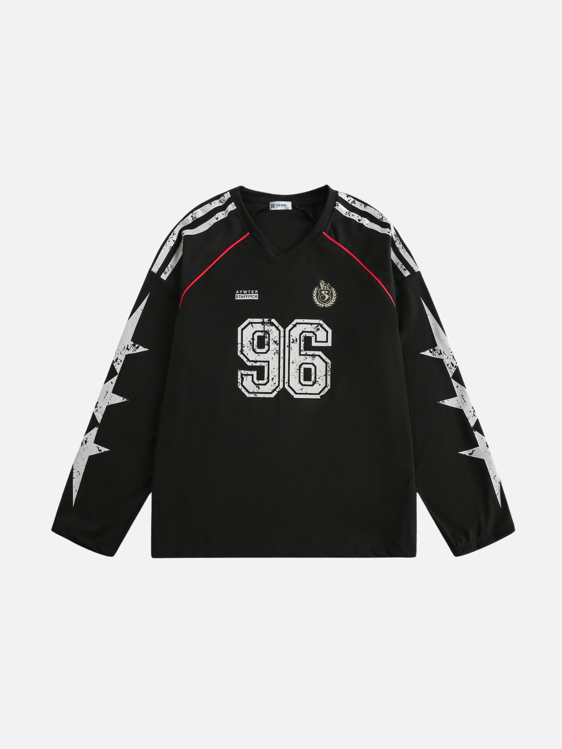NINETY6 – Oversized Graphic Long-Sleeve Jersey Black | Teenwear.eu
