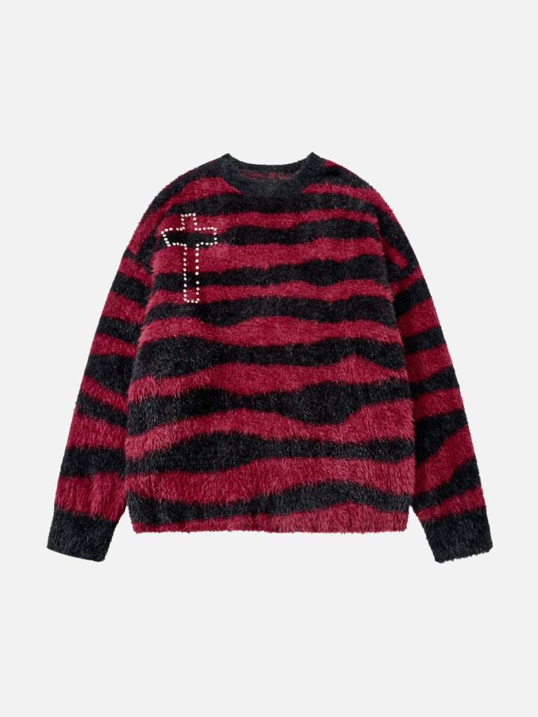 CROSSE - Rhinestone Oversized Graphic Sweater Black | Teenwear.eu