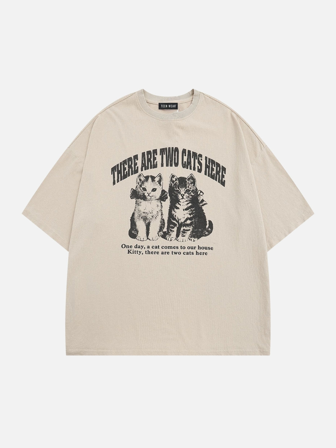 TWO CATS - Oversized Print T-Shirt Washed Black | Teenwear.eu