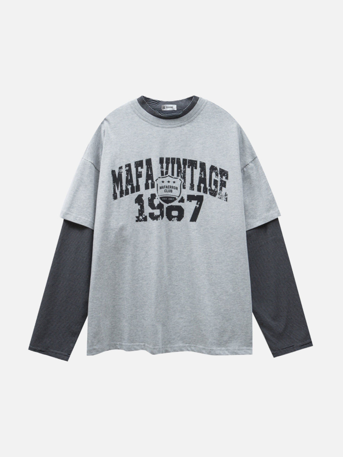 MAFA - Vintage Oversized Graphic Long Sleeve T-Shirt Blue | Teenwear.eu