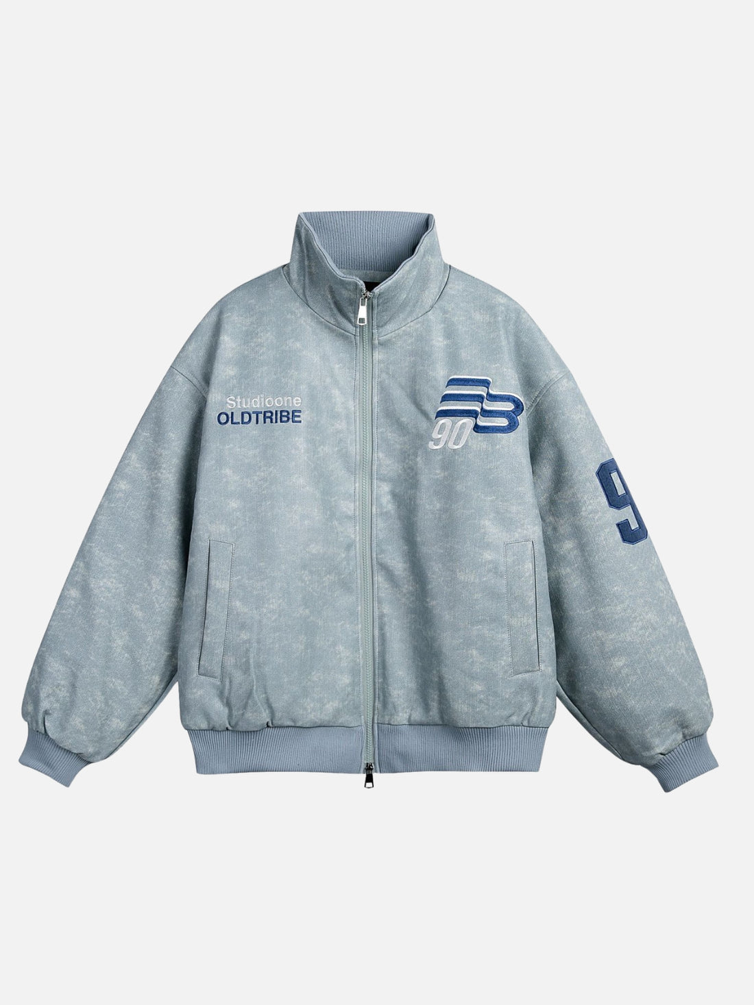 TRIBONO – Oversized Embroidered Varsity Jacket Blue | Teenwear.eu