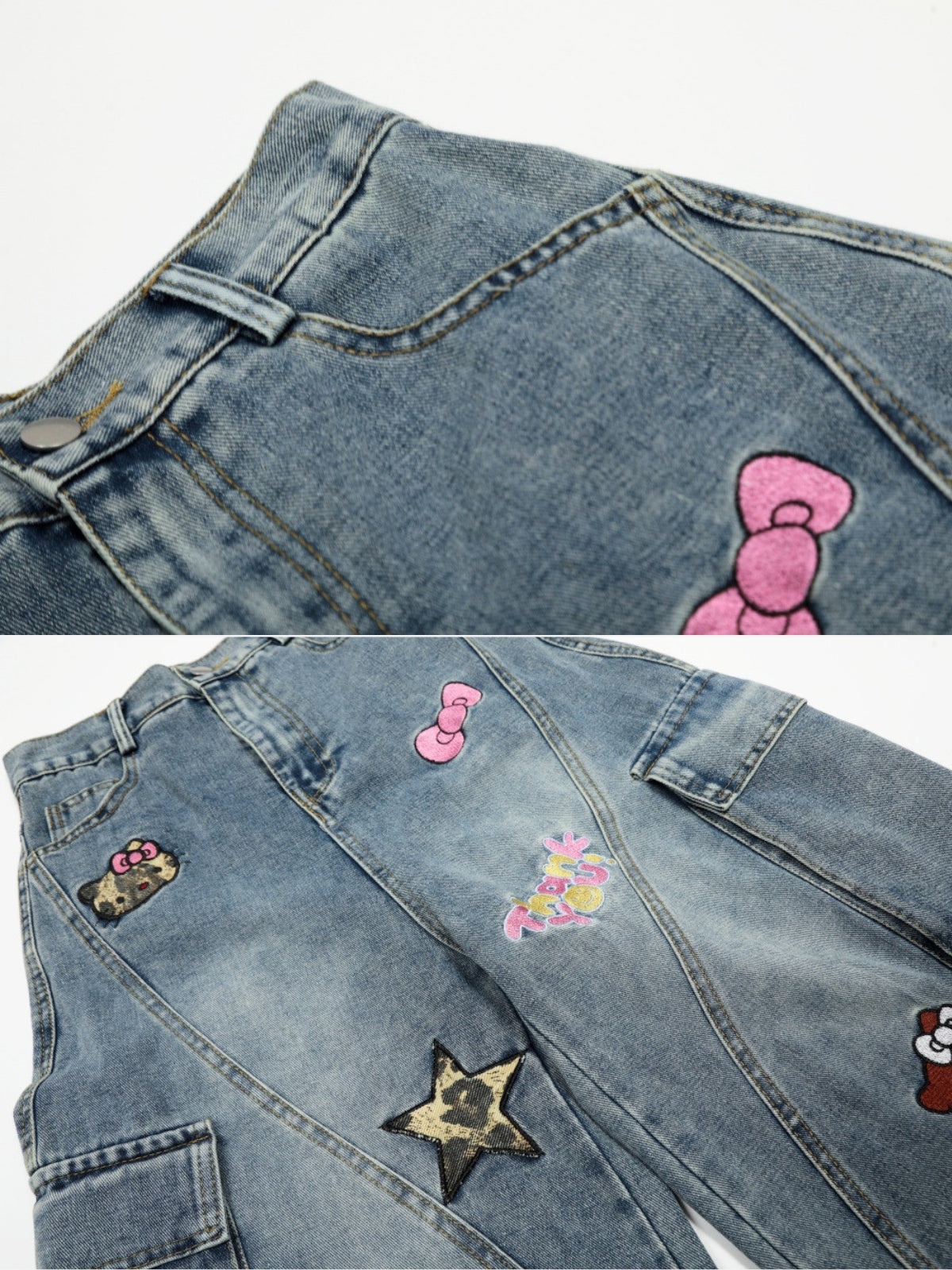 KITTIES - Baggy Embroidered Cargo Jorts | Teenwear.eu