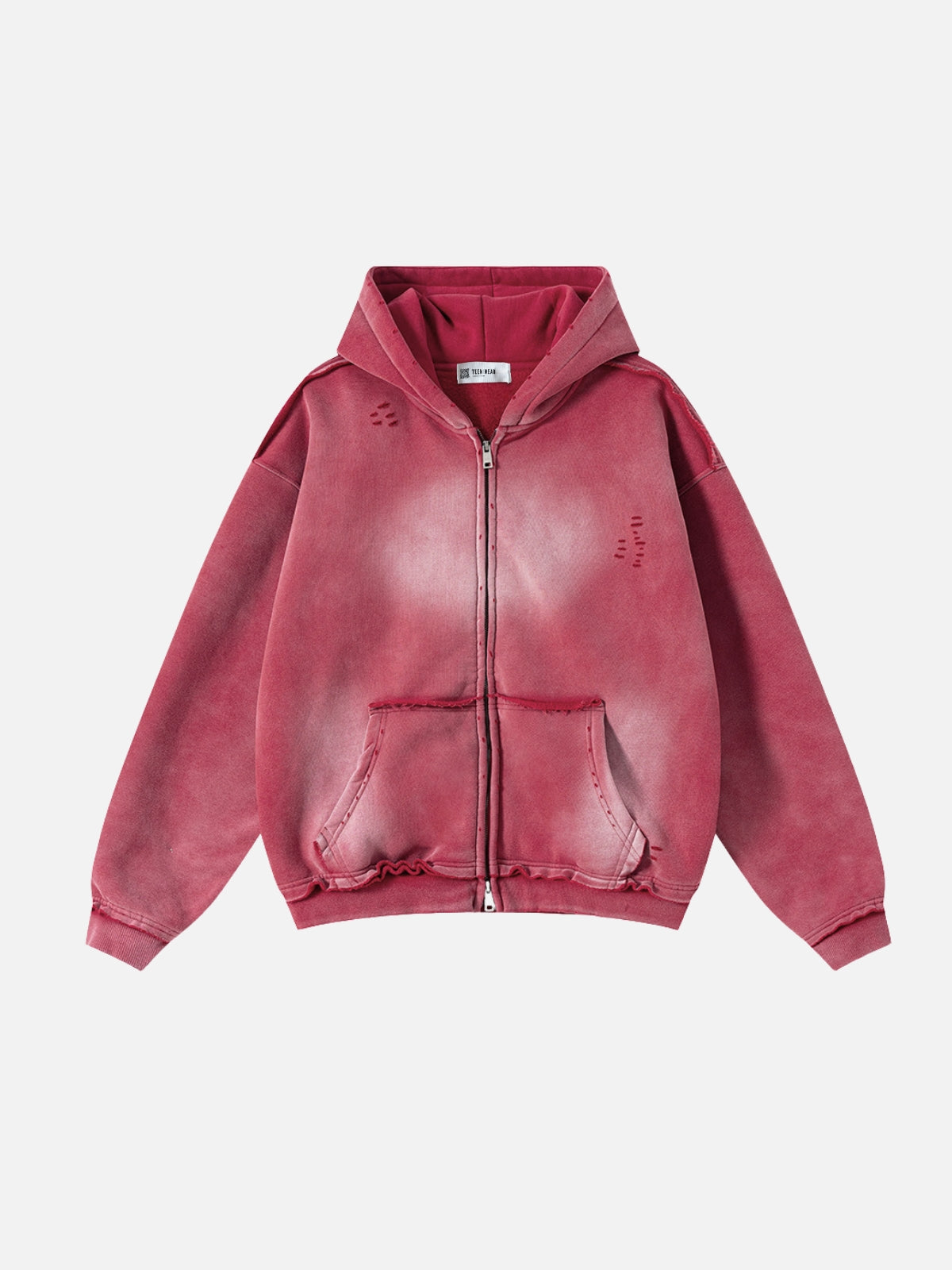 DESTROYLI - Premium Oversized Basic Zip Up Hoodie Red | Teenwear.eu