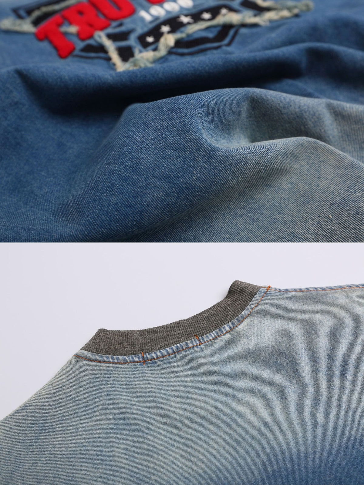 TRU PROS - Oversized Denim Embroidered T-Shirt | Teenwear.eu