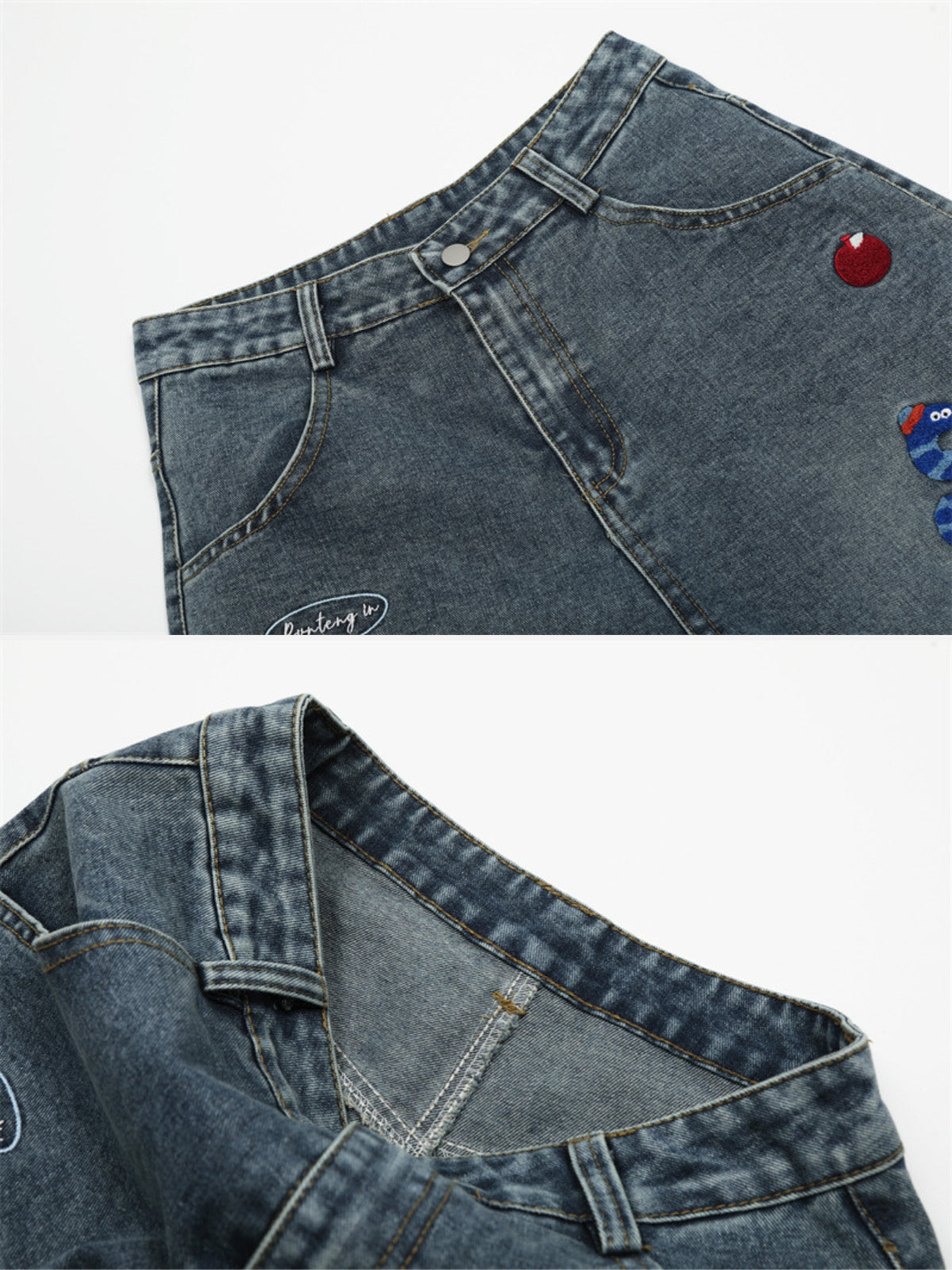 ZIZLA - Baggy Denim Embroidered Jorts | Teenwear.eu