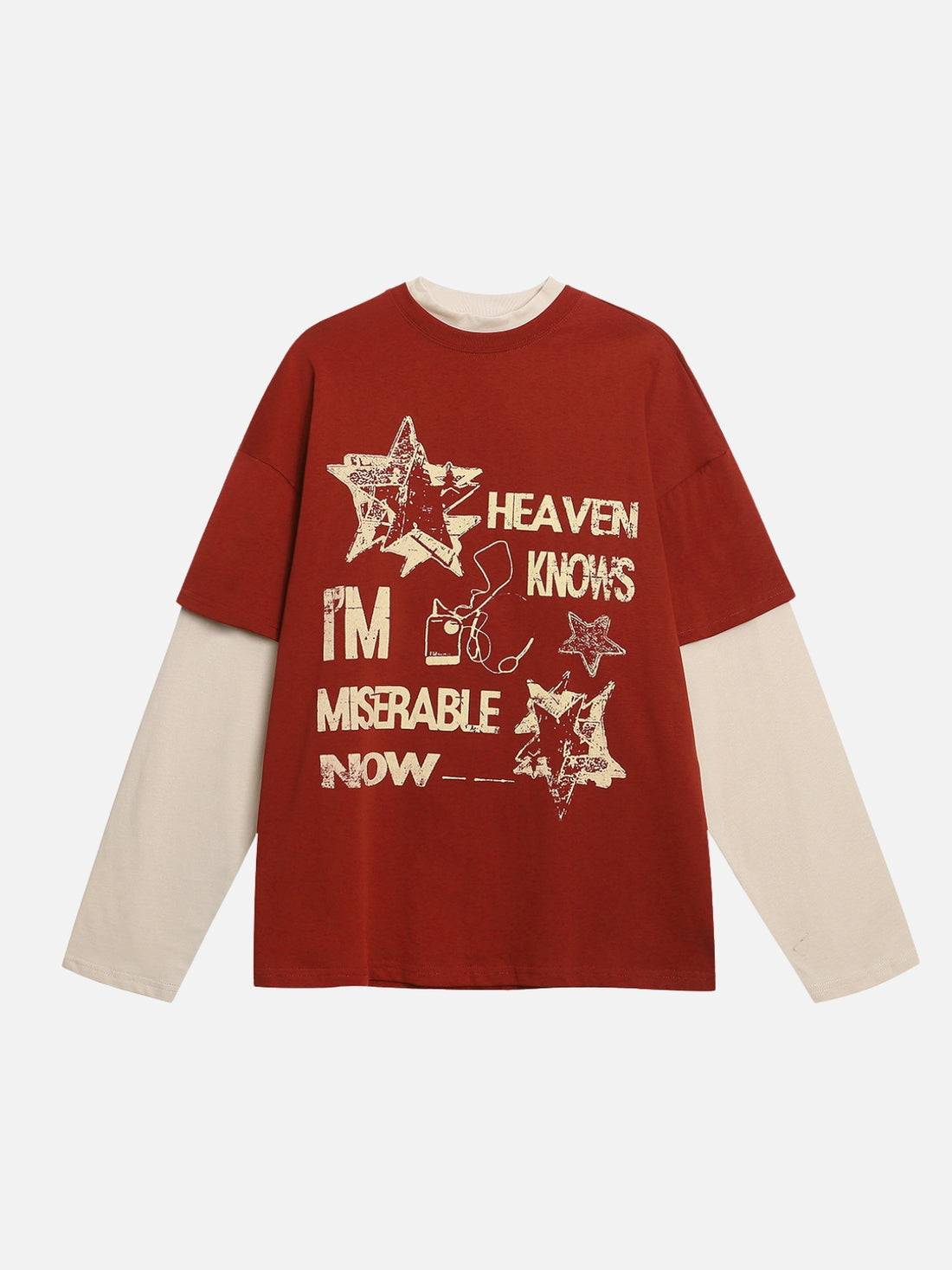 HEAVEN KNOWS - Oversized Print Long Sleeved T-Shirt Black | Teenwear.eu