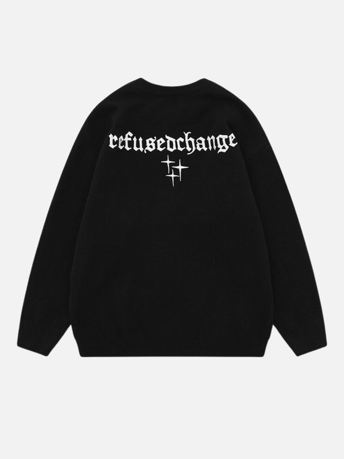 REFUSED - Oversized Embroidered Sweater Black | Teenwear.eu