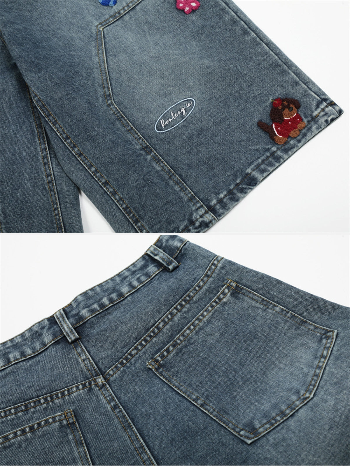 ZIZLA - Baggy Denim Embroidered Jorts | Teenwear.eu