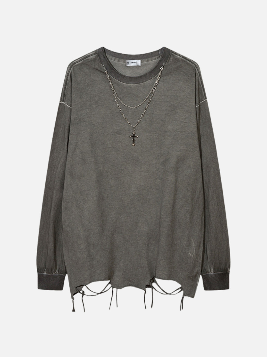 OPIATE - Oversized Basic Sweater With Necklace Black | Teenwear.eu