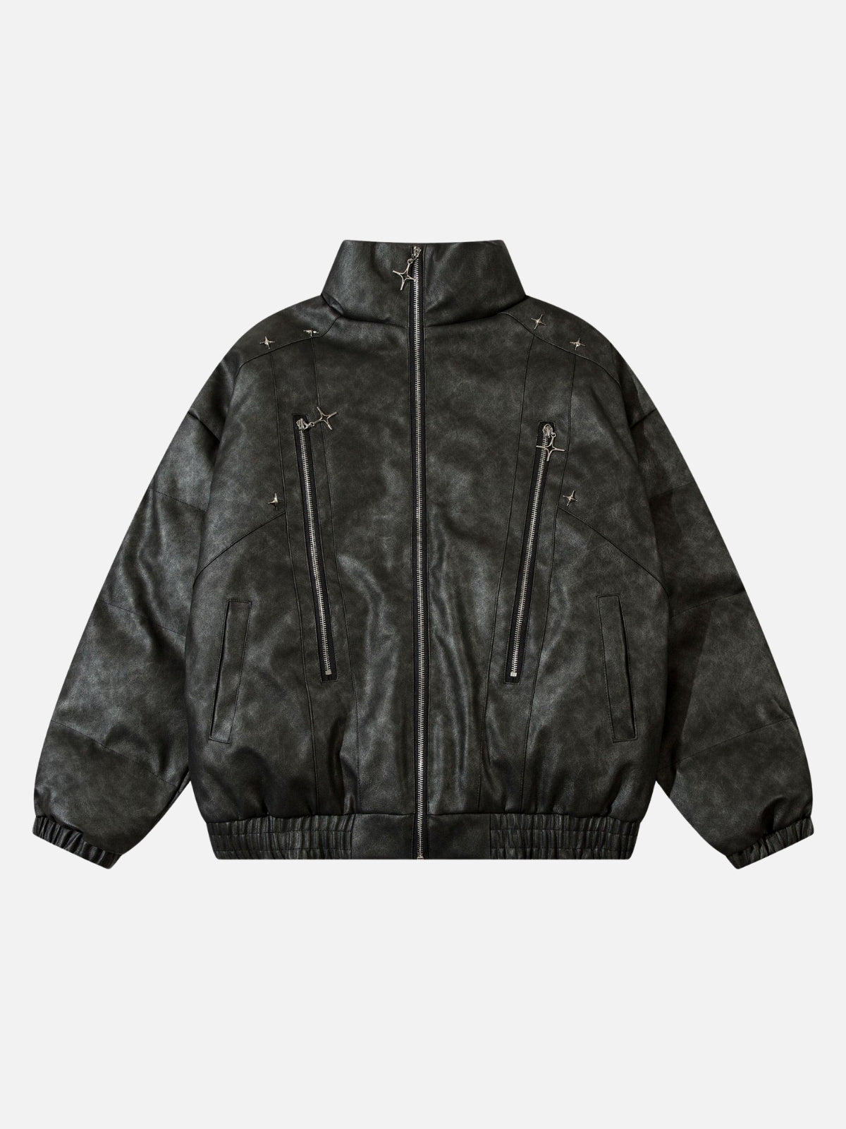METEOR - Puffer Leather Jacket Black | Teenwear.eu