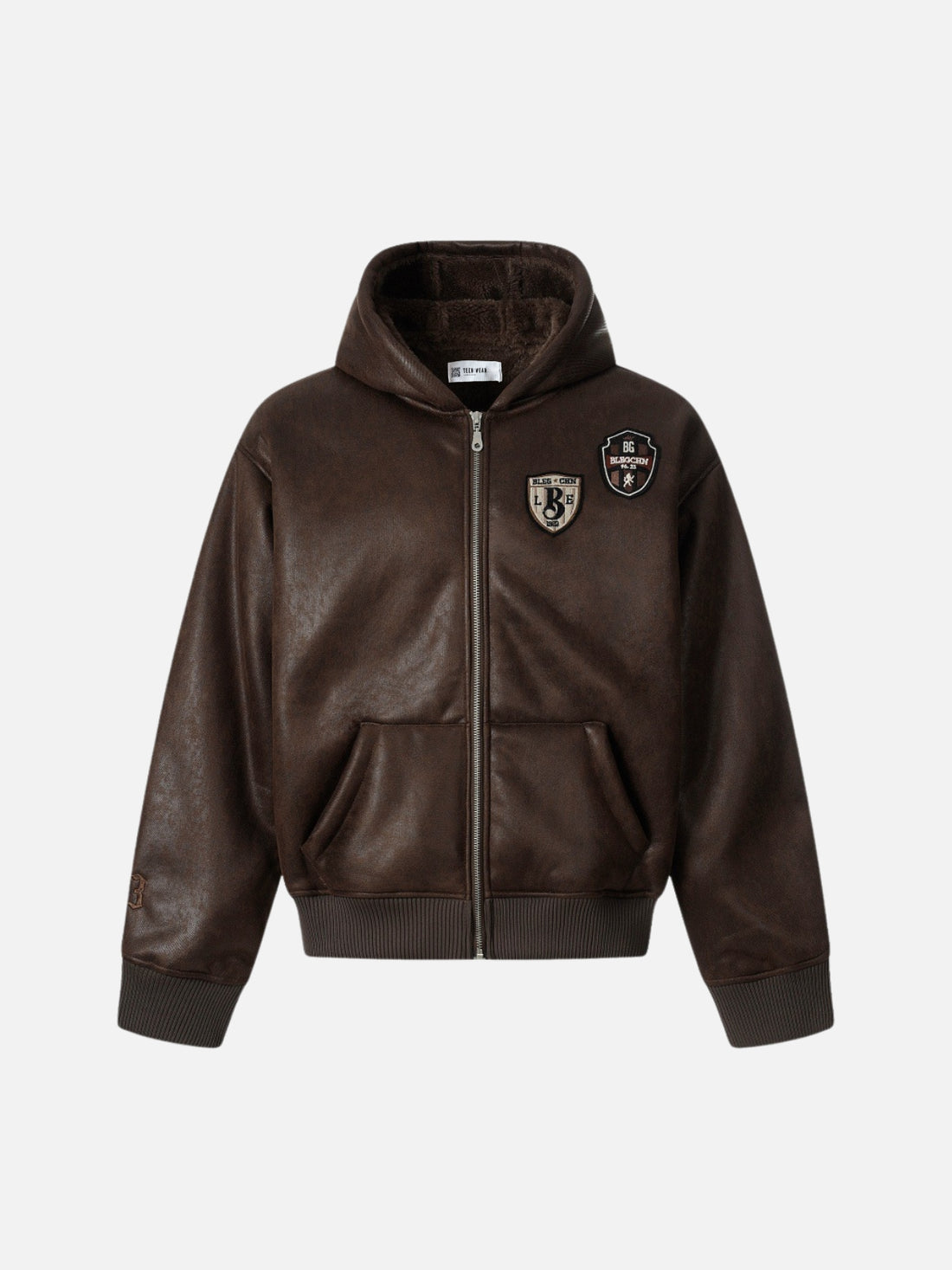 DARKON – Oversized Embroidered Leather Jacket Black | Teenwear.eu