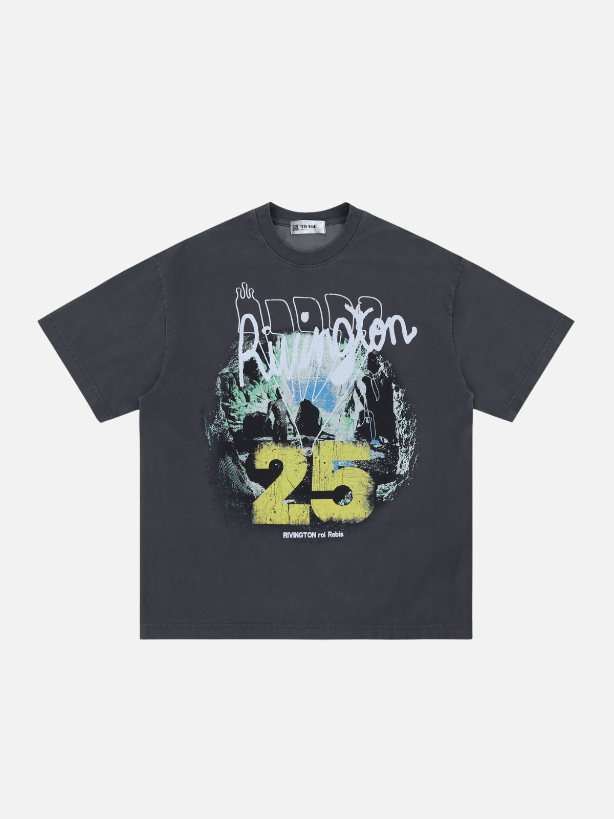 RIVINGTON - Oversized Print T-Shirt Grey | Teenwear.eu