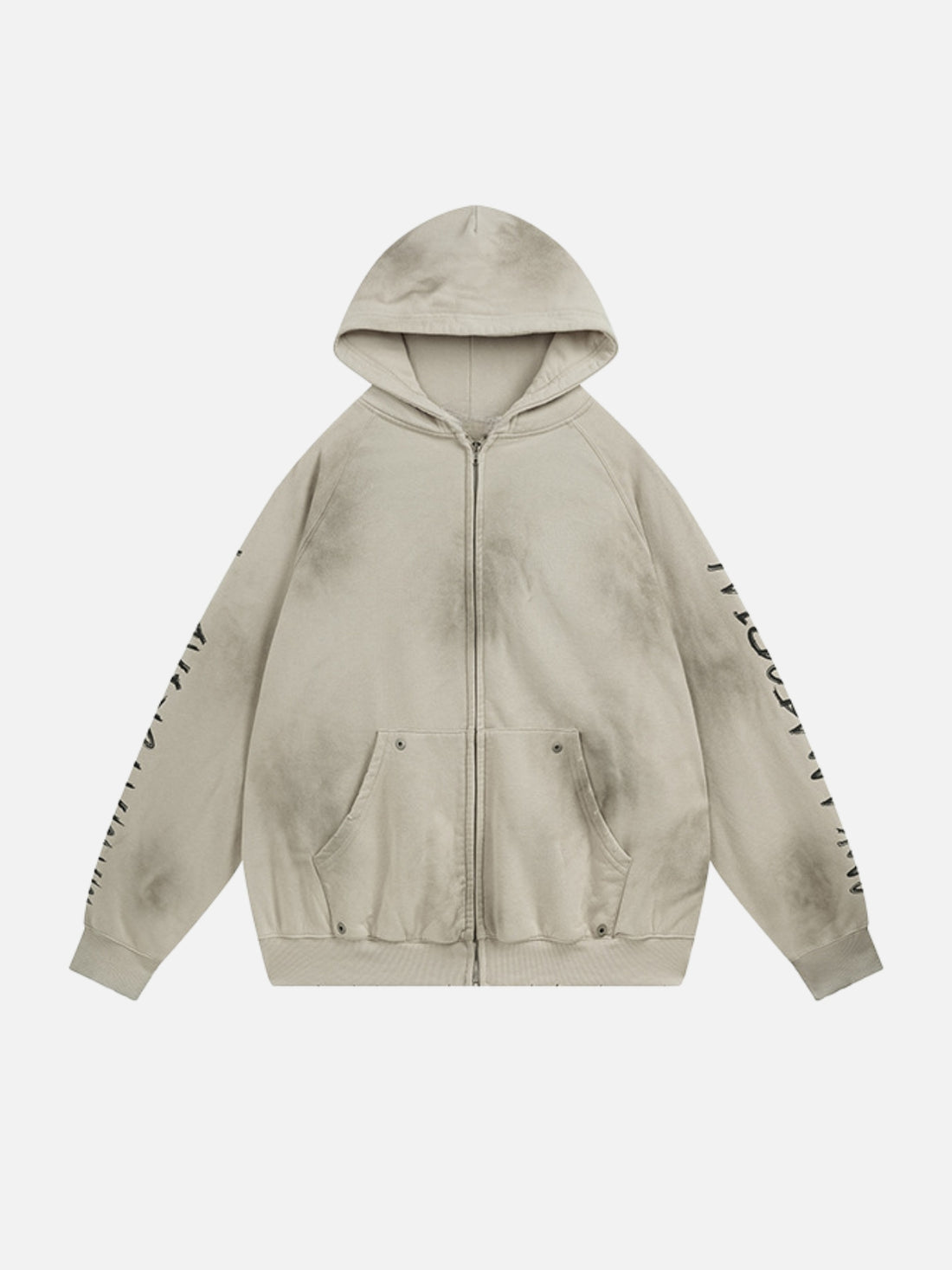 MATERIAL - Oversized Graphic Zip Up Hoodie Black | Teenwear.eu