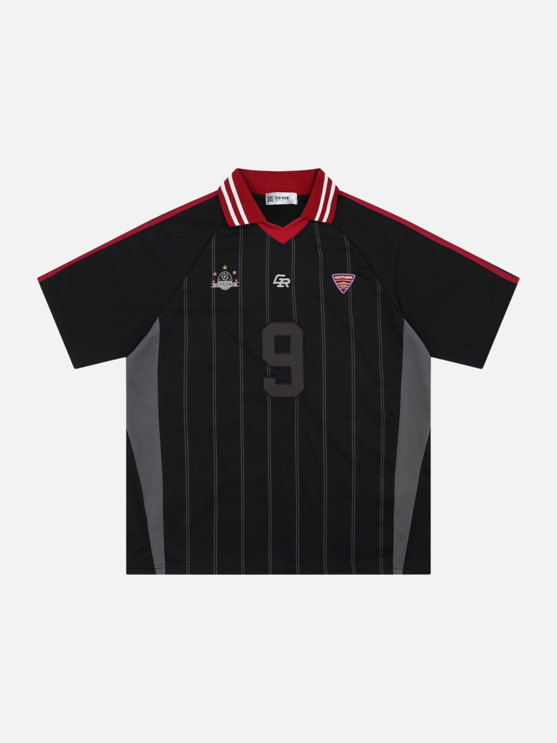 GATHER - Oversized Graphic Jersey Polo Black | Teenwear.eu