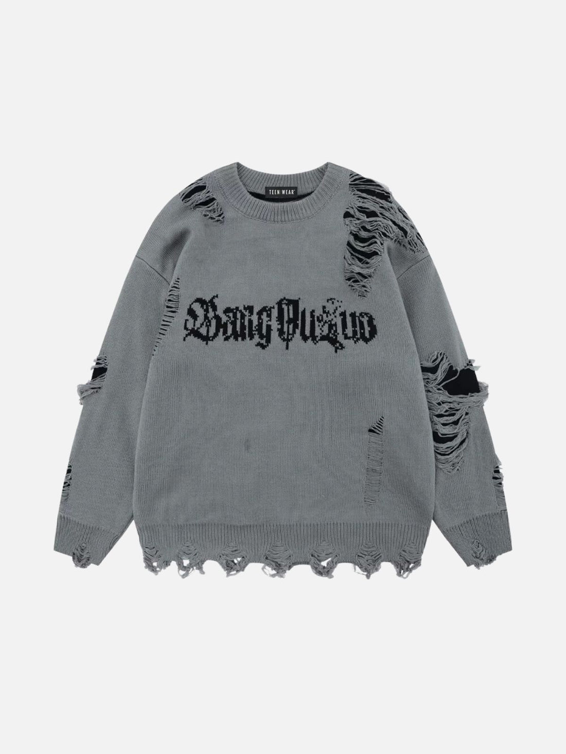 BUSNO - Oversized Graphic Sweater Grey | Teenwear.eu