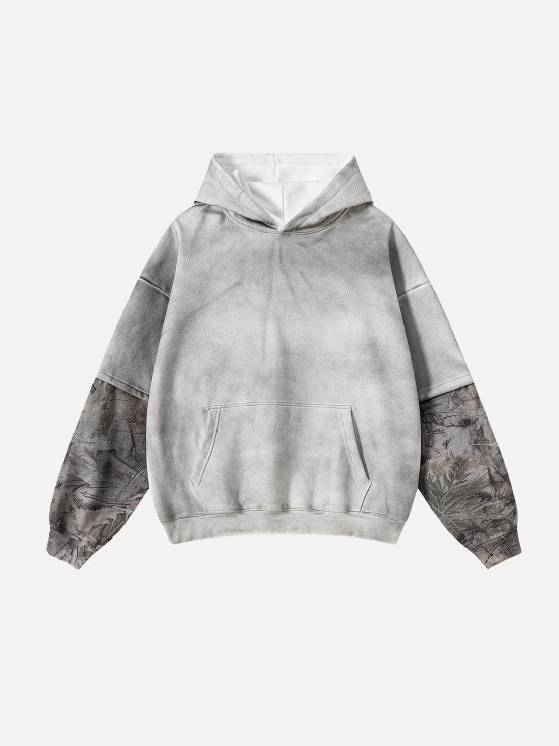 RUKHAV - Washed Camo Sleeve Basic Hoodie Grey | Teenwear.eu