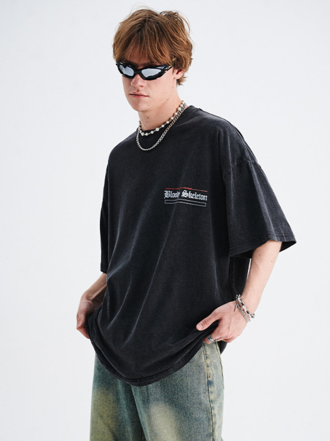 BLOODYSKELETON - Oversized Print T-Shirt Black | Teenwear.eu