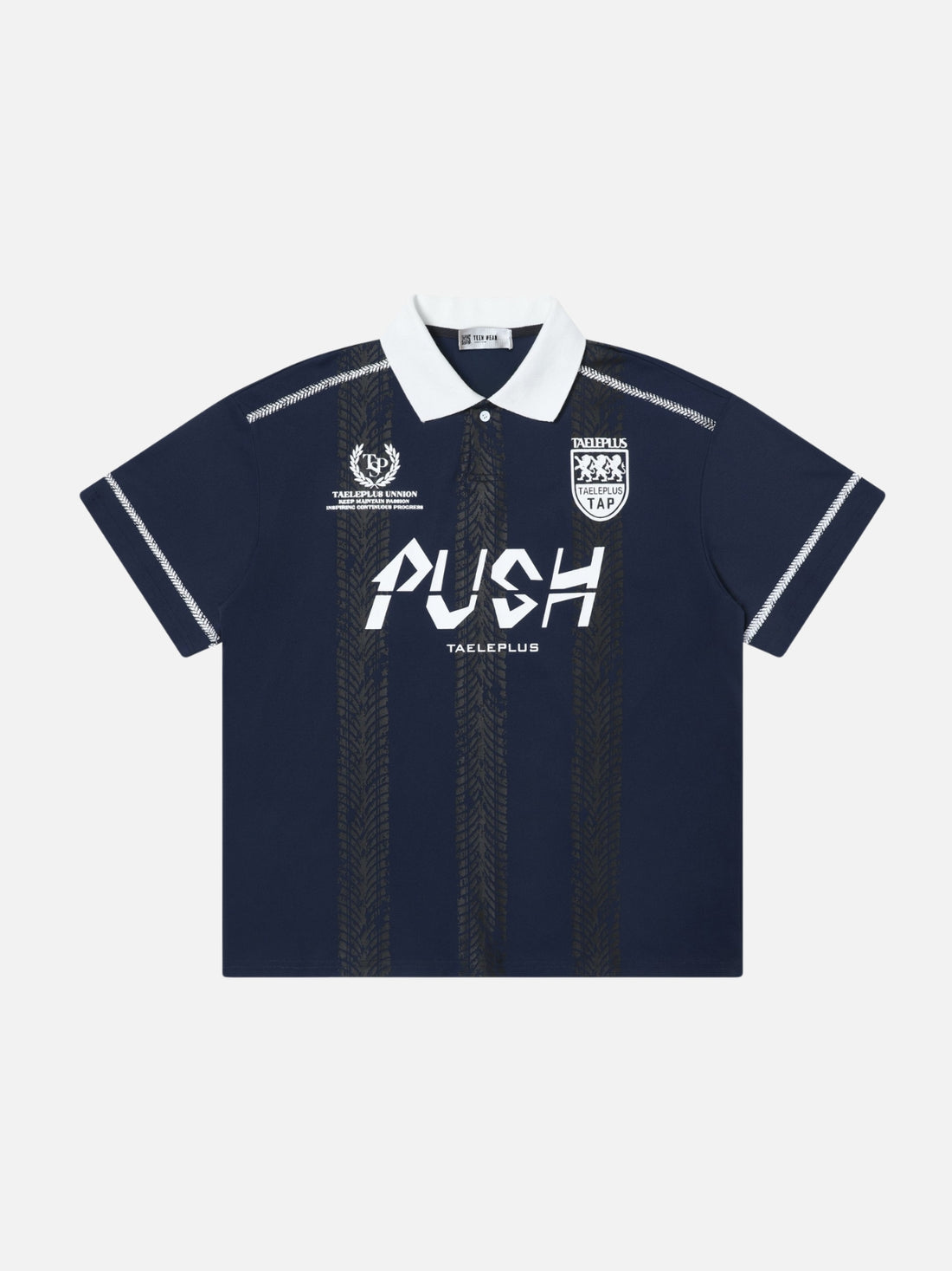 PUSH - Oversized Graphic Polo T-Shirt Blue | Teenwear.eu