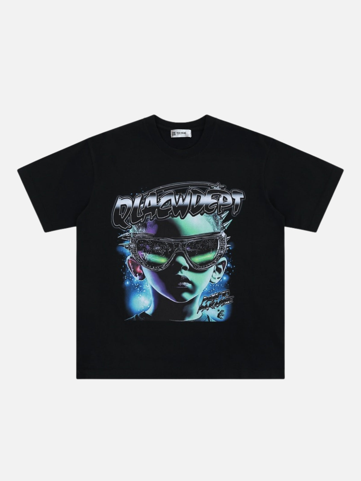 QLACW - Oversized Print T-Shirt Black | Teenwear.eu