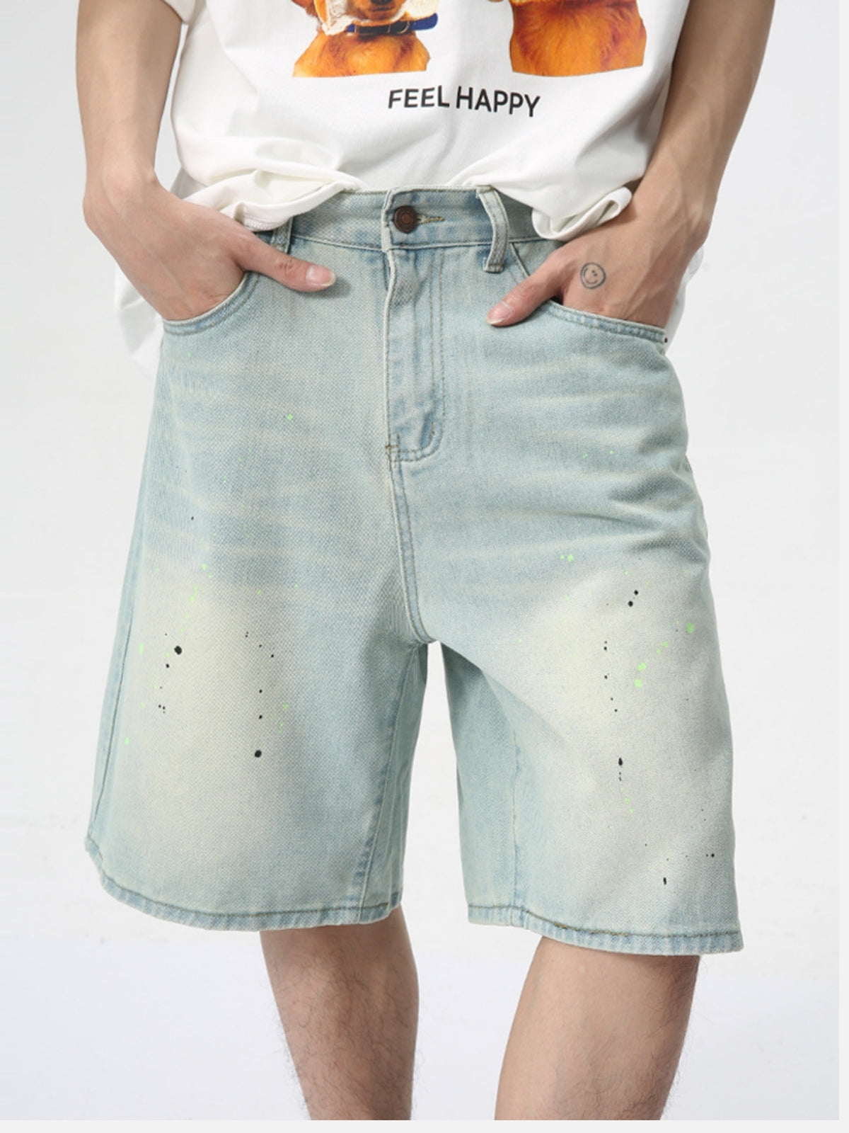 SPLASHED - Regular Denim Graphic Shorts | Teenwear.eu