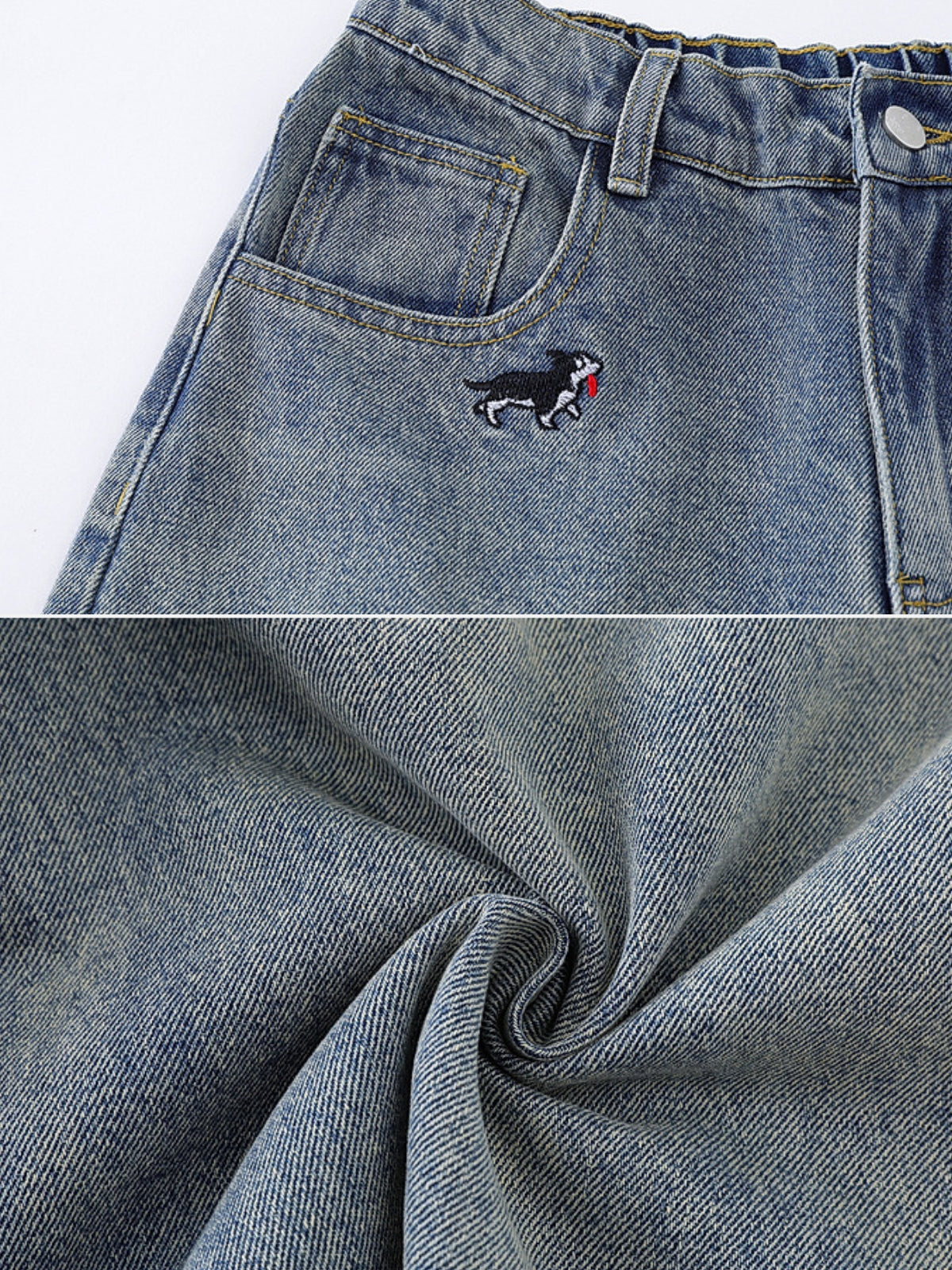 DOGGIES - Baggy Denim Embroidered Jorts | Teenwear.eu