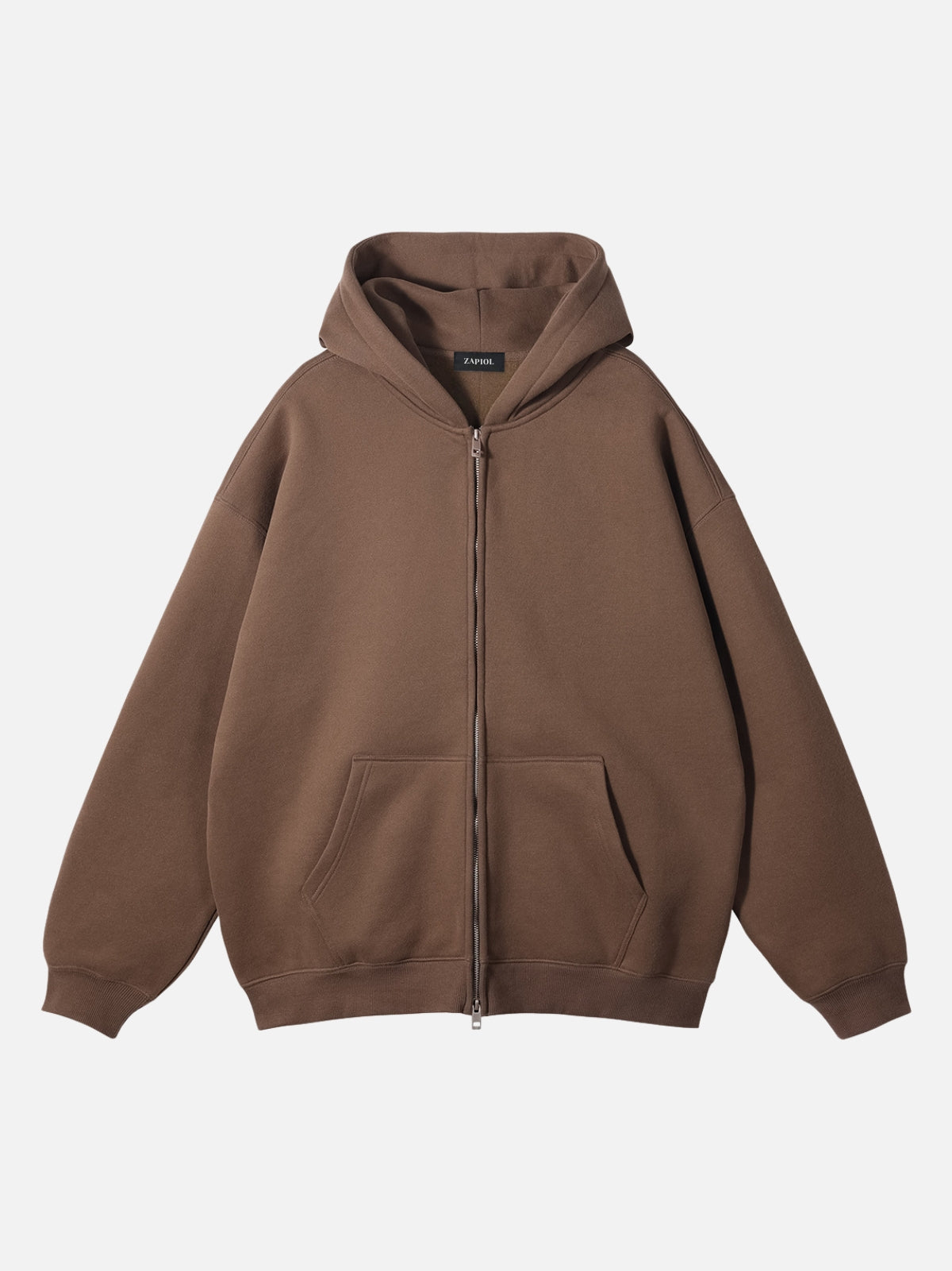 PUNISH - Cropped Basic Zip Up Hoodie Brown | Teenwear.eu