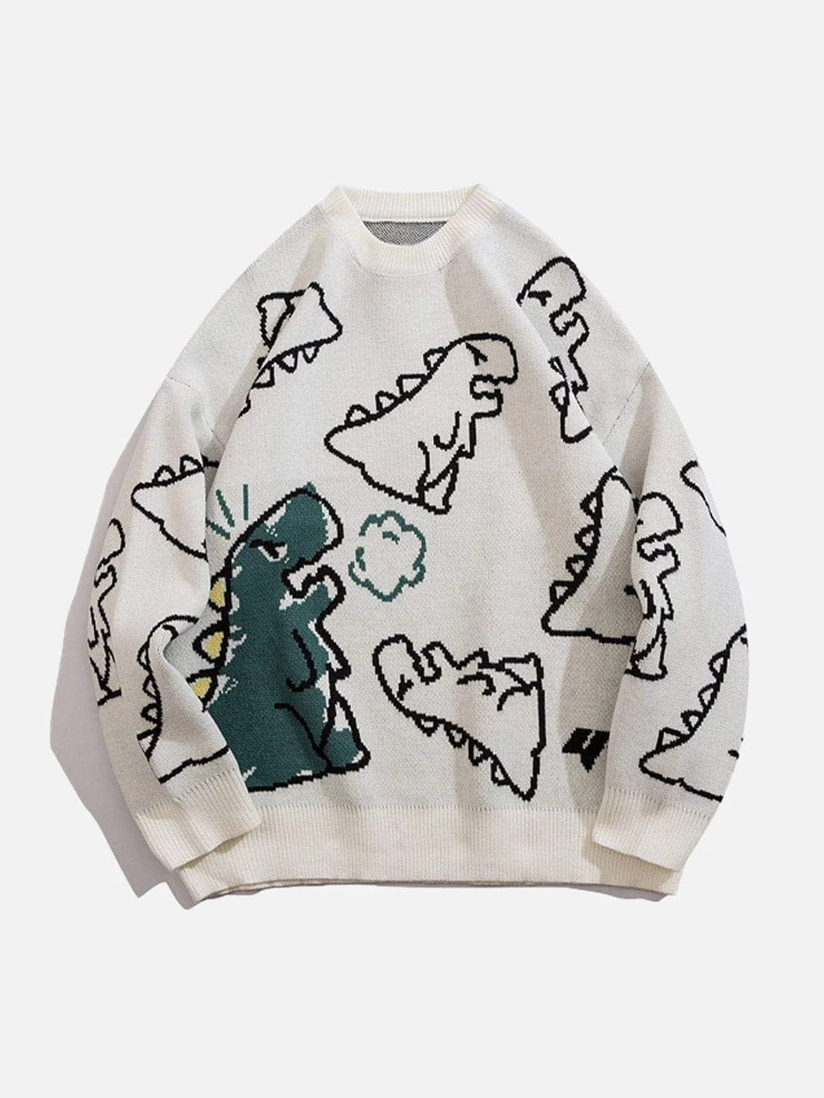 DINO - Oversized Graphic Sweater White | Teenwear.eu