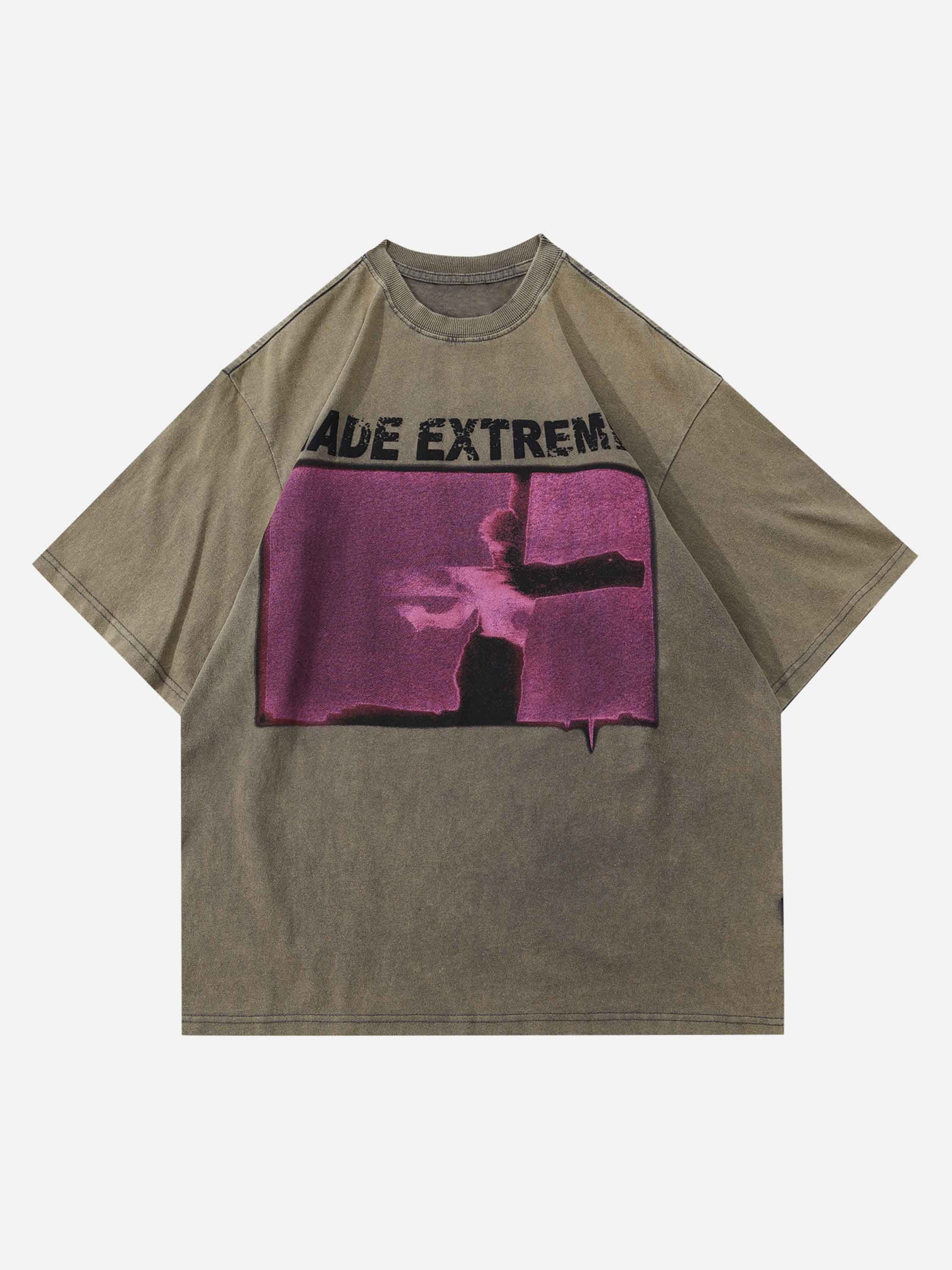 GLITCHED - Oversized Print T-Shirt Brown | Teenwear.eu