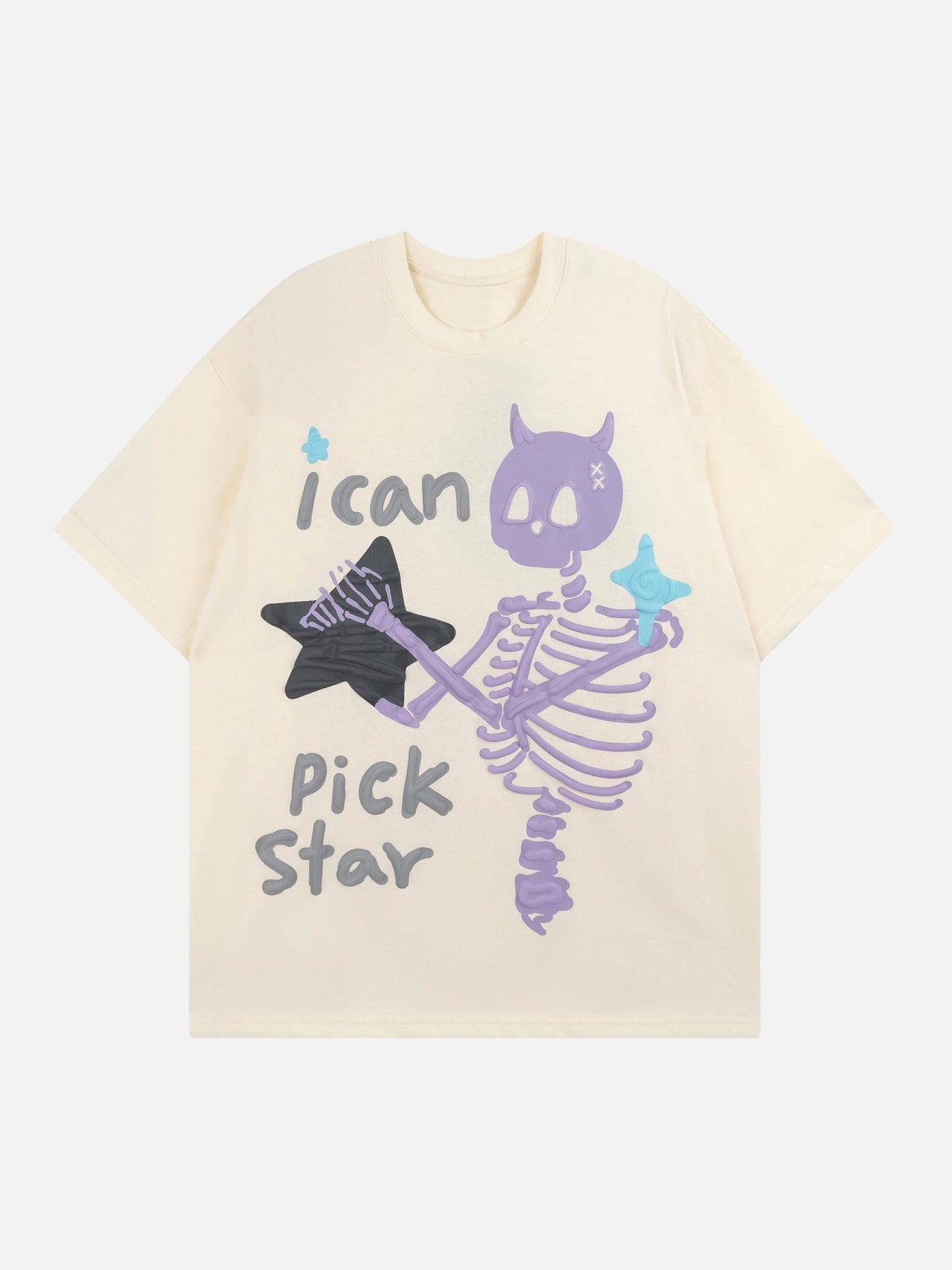 PICK STAR - Oversized Print T-Shirt Beige | Teenwear.eu