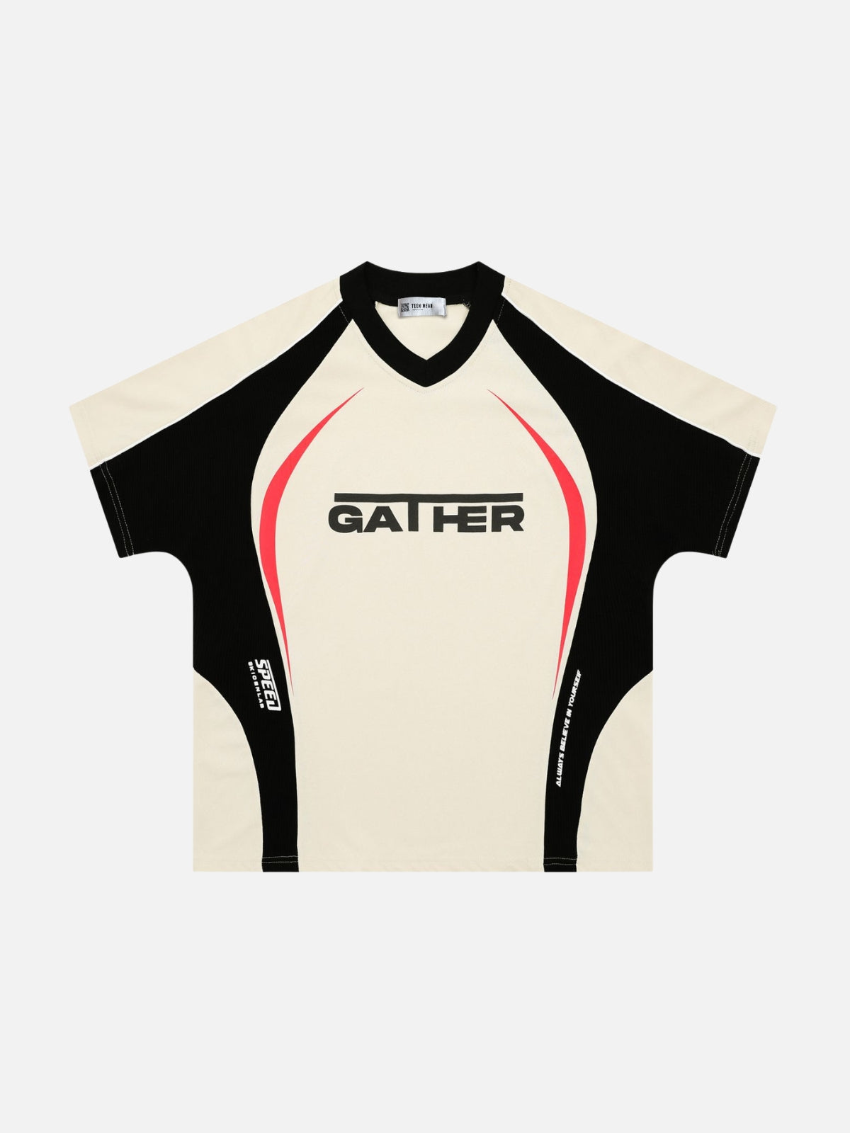 GATHER - Oversized Print Multicolor T-Shirt Beige | Teenwear.eu